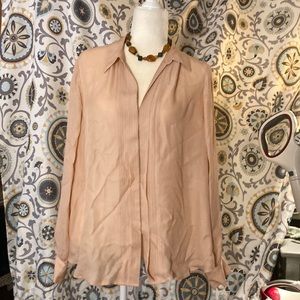 Blouse, dressy long sleeve sheer pale pink, peach color